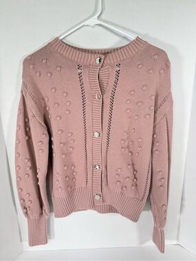 Express Blush Pink Pom-Pom Button Cardigan